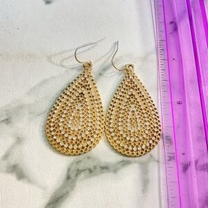 Gold-tone Teardrop Filigree Dangle Earrings - Women Jewelry